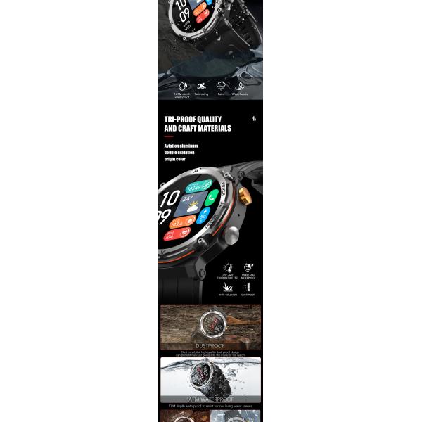 1.32" AMOLED Touchscreen, Make/Answer Calls, Heart Rate Monitor, Fitness Tracker, IP68 Waterproof