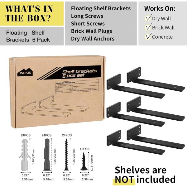 ISO9001 Rohs CE Certified 8 Inch Professional Floating Shelf Bracket Strong and Sturdy