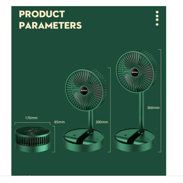 Foldable Telescopic USB Battery Fan for Hotel 2000mah Battery Air Cooling Fan 3 Speed Choice