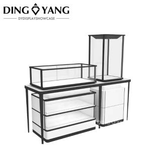 Modern Glass Stainless Steel Fashionable Jewelry Showcase With Led Light