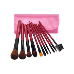 Red Beautiful Travel Foundation Makeup Brushes Professional Set 11 Piece