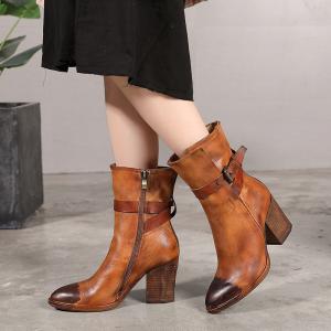 S196 2020 autumn and winter new pointed high heel retro weathered textured