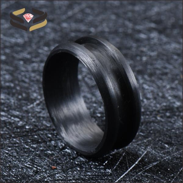 Invisible Setting Wedding Carbon Fiber Ring Blank 8mm For Inlay