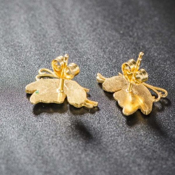 Women Fashion Blue Enamel Sterling Silver Stud Earrings with 18K Gold Plated (E6050603)