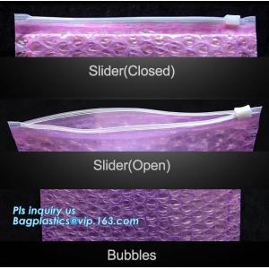 Quality PE zipper bubble k bag with custom printed logo, Bubble Bag With Slider, Padded Pink Ziper Lock PE Bag, slider zip for sale