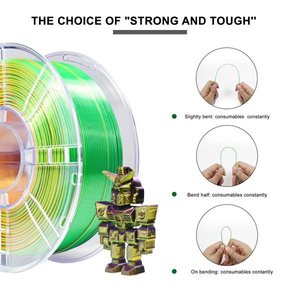 Customization Strong Toughness for 3D Printer Filament Silk Gold Green Purple PLA Filament
