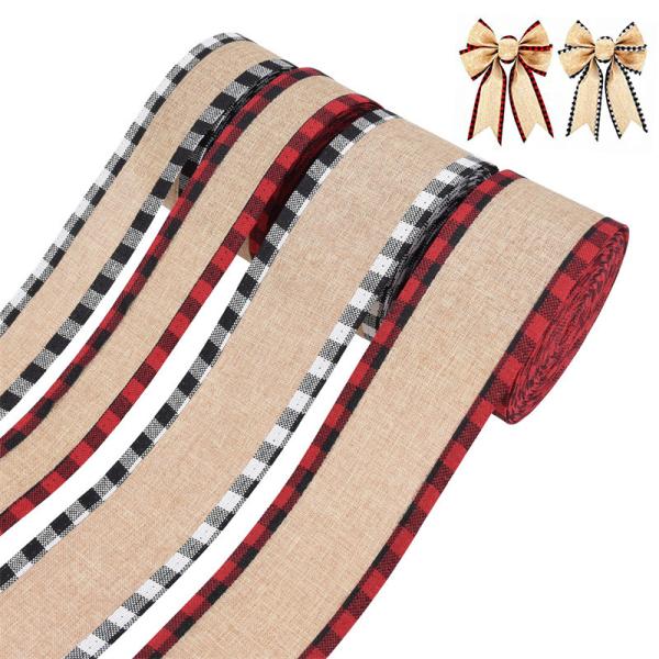 40mm & 63mm*10y Jute Lattice Ribbon Biodegradable Lattice Burlap Ribbon