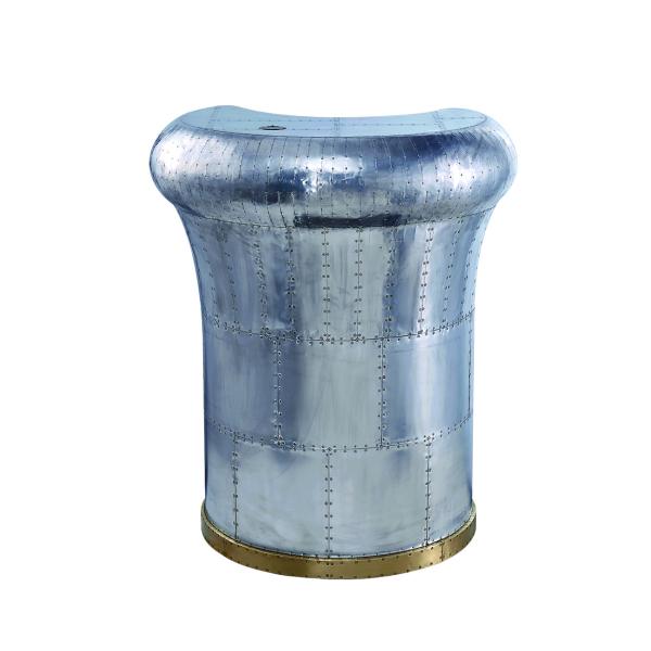 Antique Leather Counter Height Stools Aluminium / Brass Sheet Cover Full