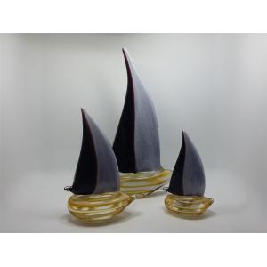 Glass sculpture, Glass sailboat, glass decoration