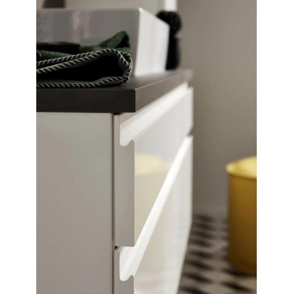 Buy Customized White Lacquer Bathroom Vanity Modern Floating Storage Cabinet at wholesale prices