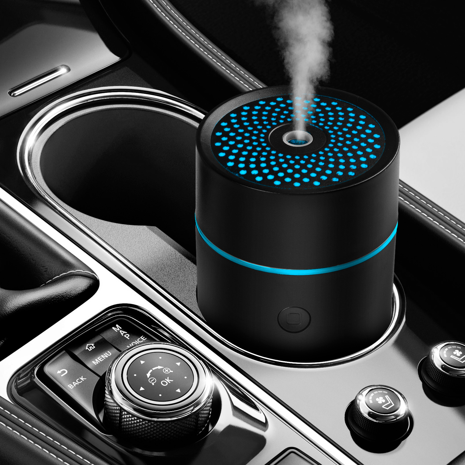 Remote Control 300ml Aromatherapy Essential Oil Crack Shape Volcano Diffuser Humidifier for Home Bedroom Black
