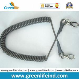 Yellow Spring Coil Steel Lanyard W/Oval Metal Hook