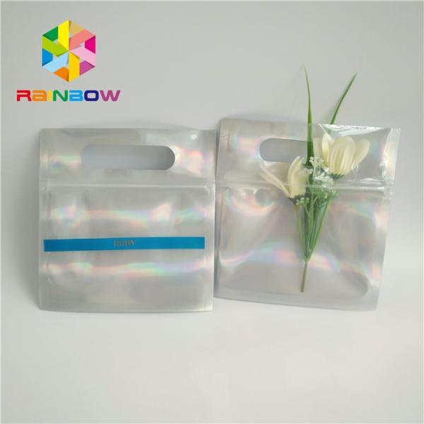 Buy Rotogravure Printing Zipper Hologram Three Side Seal Bag With Hanger at wholesale prices