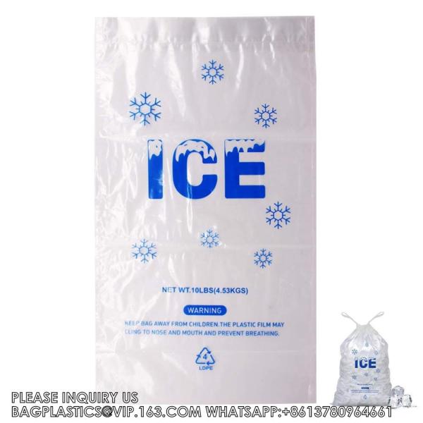 10 Lb. Plastic Drawstring Ice Bags 12 X 21 Inch Heavy-Duty Plastic Ice Bags With