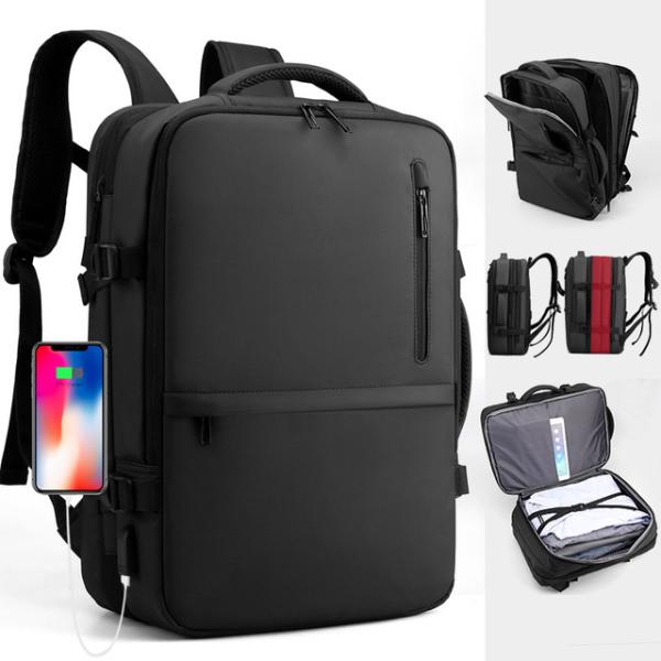 Geometric Pattern RFID Lightweight Black Anti-Theft Waterproof Laptop Backpack for Simple and Stylish Business Casual