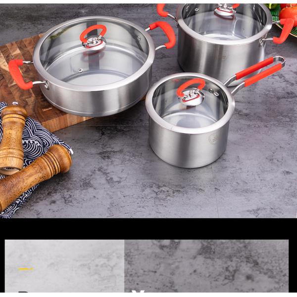 New Arrival Kitchen Cooking Pot Set Stainless Steel Soup Pot Set Cooking Cookware Set