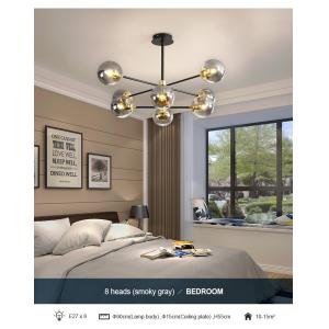 Loft Vintage Loft Chandelier E27 Round Ball Light Ceilling Lamp Black Gold