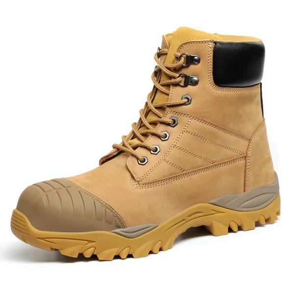 Custom Steel Toe Boots High Top Martin Work Boots Brown For Men