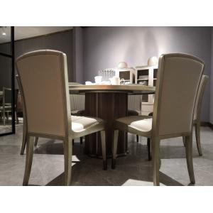 Luxury dining room furniture circle table on golden leaf painting with Stainless