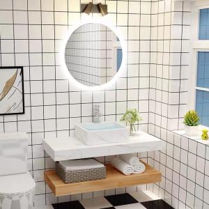 Waterproof Wall Mounted Bathroom Vanity Mirror Cabinet European Model Wood Color