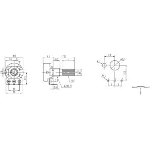 16mm rotary potentiometer with metal shaft, guitar potentiometer, carbon