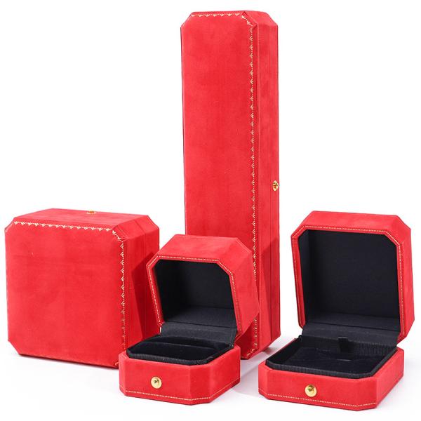 Buy Custom Logo Jewelry Package in Red Velvet for Pendant Earrings Bracelet Necklace Ring at wholesale prices