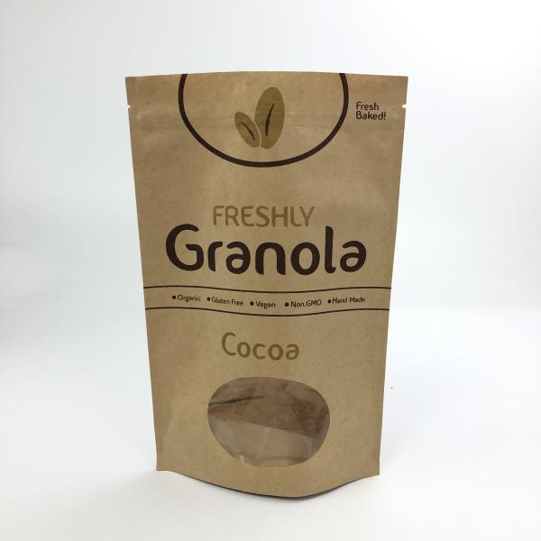 Buy 200g 300g 180mic Kraft Paper Coffee Bag With Clear Window at wholesale prices