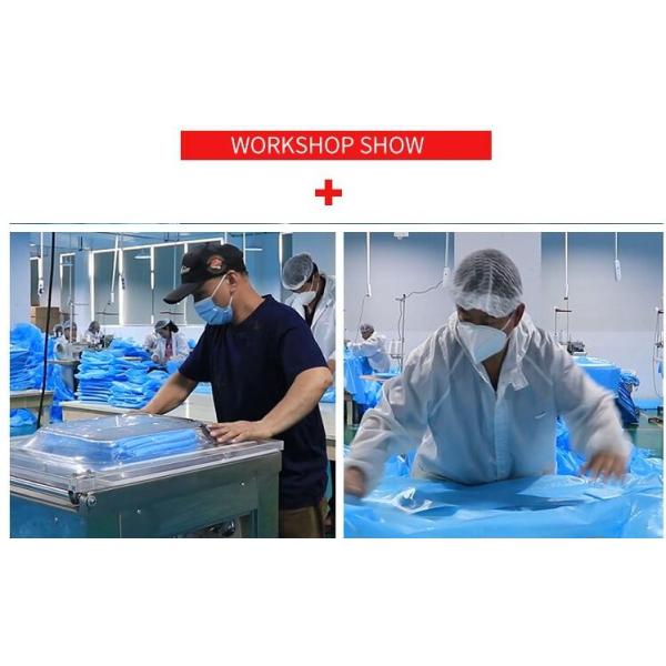 Blue Gown Disposable Non Woven PP PE Hooded Disposable Protective Gown