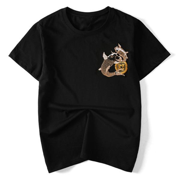 OEM Available Mens Trendy T Shirts With Chinese Style Embroidered Pattern