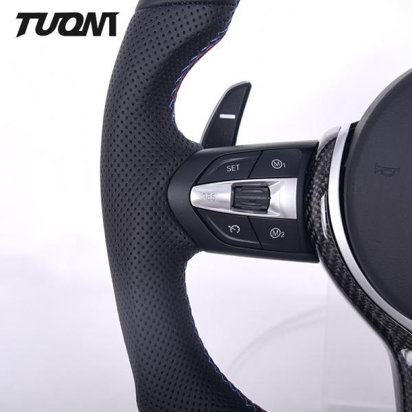Black Perforated Smooth Leather BMW Steering Wheel Carbon Fiber