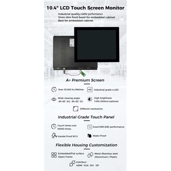 10.4 Inch Full Hd Touch Screen Monitor Capacitive Touch Display Hmi For Industrial