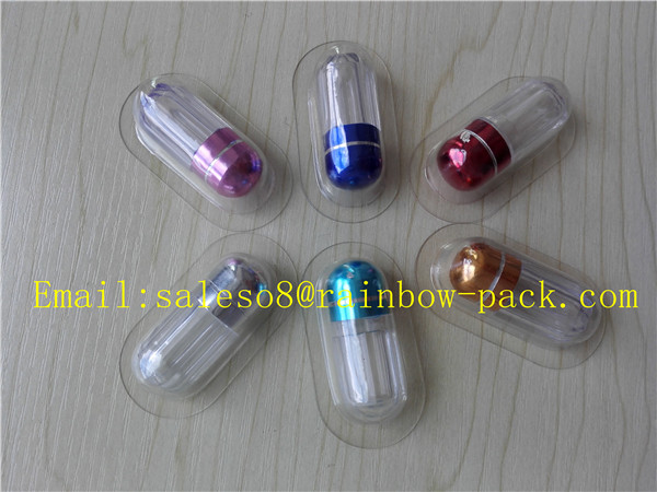 Small Blue Clear Sex Pill Container Pharmacy Vials Empty Medicine Bottles