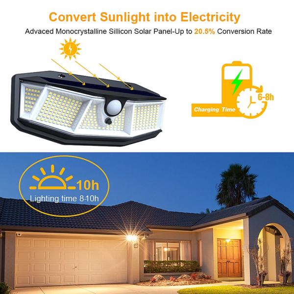 308 LED Solar Light Outdoor Solar Lamp with Motion Sensor Light SunLight 3 Modes Street Lamp LED Spotlight for Garden Decoration