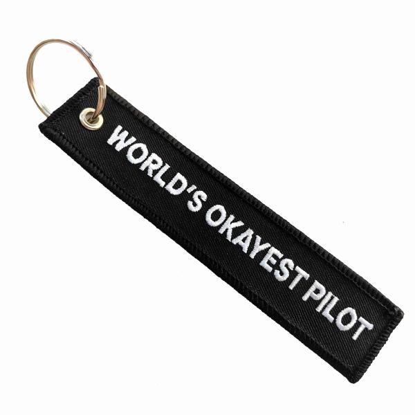 Custom Embroidered Pilot Keychain - Durable Polyester Travel Gift with Metal