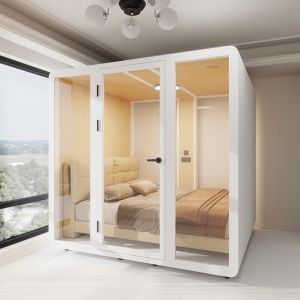 Fully Enclosed Modular Sleeping Pod with Adjustable LED Lighting for Office