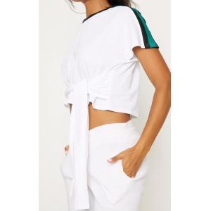 White stripe crop top T shirt ladies