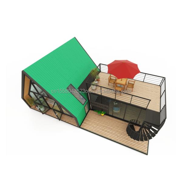 Villa Living or Hotel Elegant Residential Prefab Container House with Aluminum Alloy Windows in Steel Triangle Design