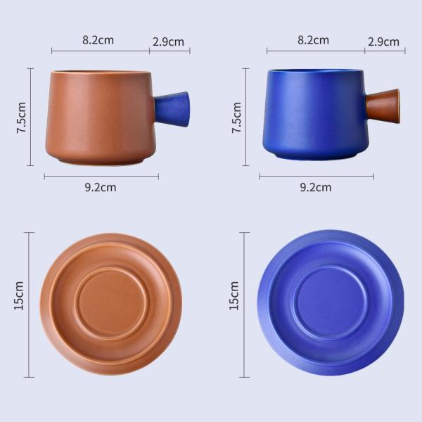 320ml Volume Porcelain Tea Mug Ceramic Coffee Cup And Saucer Set Klein Blue Cups