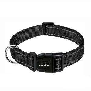 Black Reflective Sublimation Dog Collar Adjustable Nylon Dog Collar