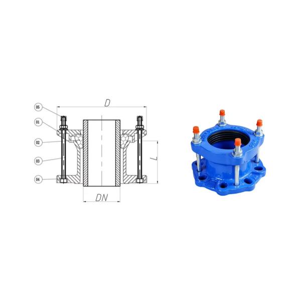 DIN PN16 Ductile Iron Wide Range Flange Adapter Coupling For Pvc Pipe Flexible Joints Universal