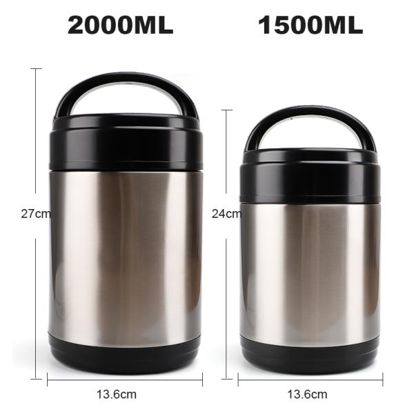 Large Wide Mout Thermos Double Wall Food Jar Pot For Hot Food 2L