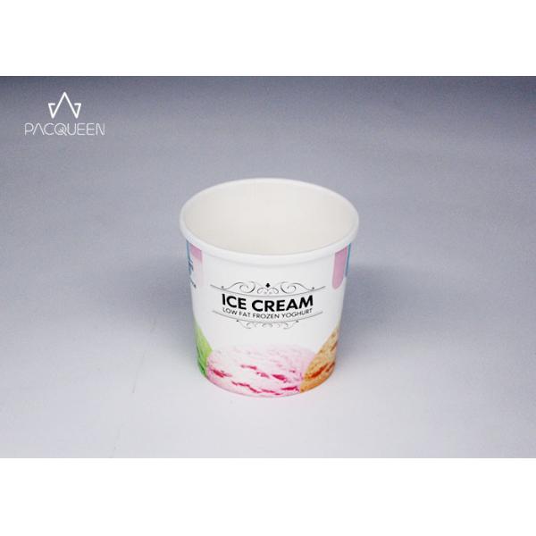 Buy White Branded Disposable Ice Cream Containers Double Coating Non Toxic at wholesale prices