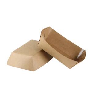 Custom Printing Biodegradable Boat Shape French Fry Container Takoyaki Tray
