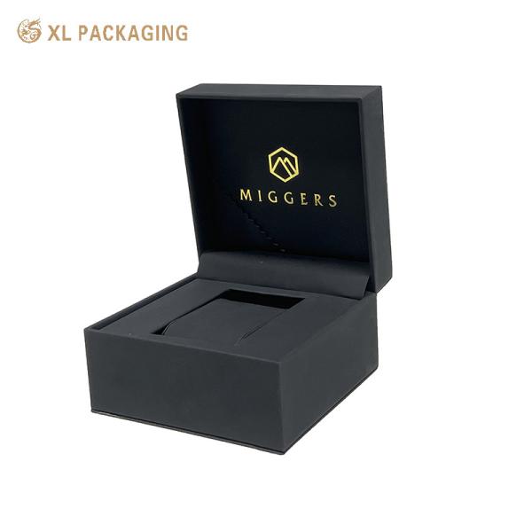 Luxury Custom Logo Black Cardboard Paper Gift Packaging Watch Gift Boxes With Leather