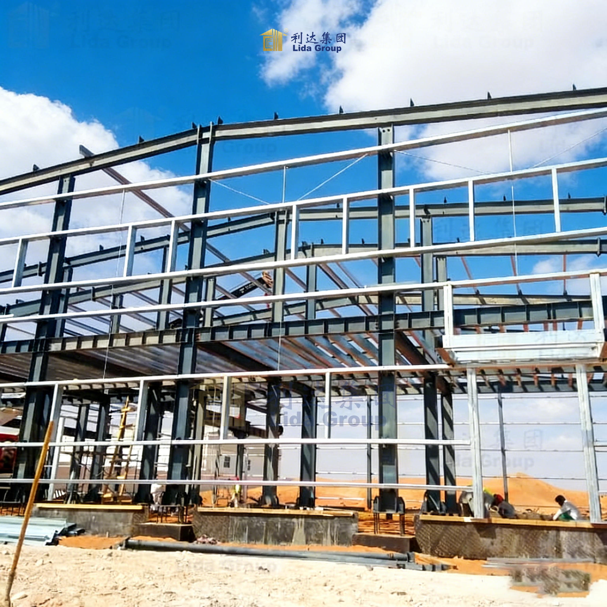 Modern light steel structure building exterior showing clean architectural lines
