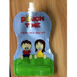 Light Blue Baby Food Spout Pouch Packaging with Bottom Leak Proof Zipper and