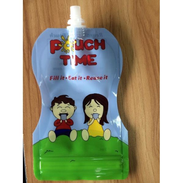 Light Blue Baby Food Spout Pouch Packaging with Bottom Leak Proof Zipper and