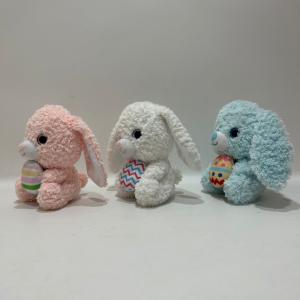15CM Plush Toy Bunny Stuffed Animal with Colorful Eggs for Easter