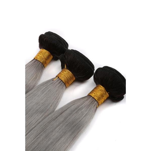 12-24 Inches Sliver With Black Roots Straight Hair Virgin Brazilian Human Hair Extension