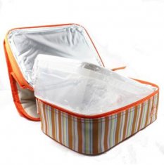 Quality Lead-free PEVA Lining Orange Tote Bag Insulated Lunch Box for sale